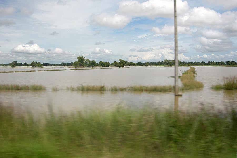 北野博司 #02 タイ 洪水で水浸しになった水田