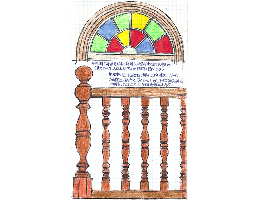 志村直愛 #02 山形市・旧済生館（さいせいかん）病院本館 色ガラスをはめこんだアーチ窓に轆轤（ろくろ）挽き技術を駆使した階段手すり