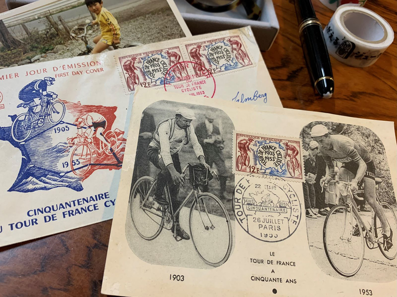ツール・ド・フランス50周年記念の発行日消印付きポストカード